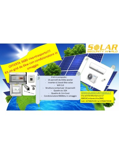 Kit Fotovoltaico 6kw on grid con regalo condizionatore 9000btu SUN-TECH